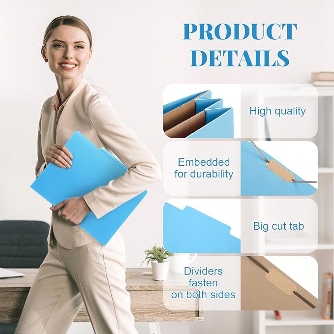 Skyygemm 12 Pcs Classification Folders Letter Size, 2 Pocket Dividers - Image 5