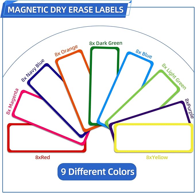 Utron 72PCS Magnetic Dry Erase Labels, 3.2"x1.2" Reusable Colorful Name Plates - Image 3