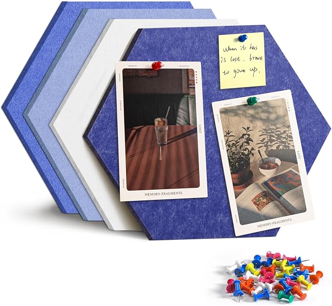 4 Pack Hexagon Felt Bulletin Board Tiles by Uoisaiko