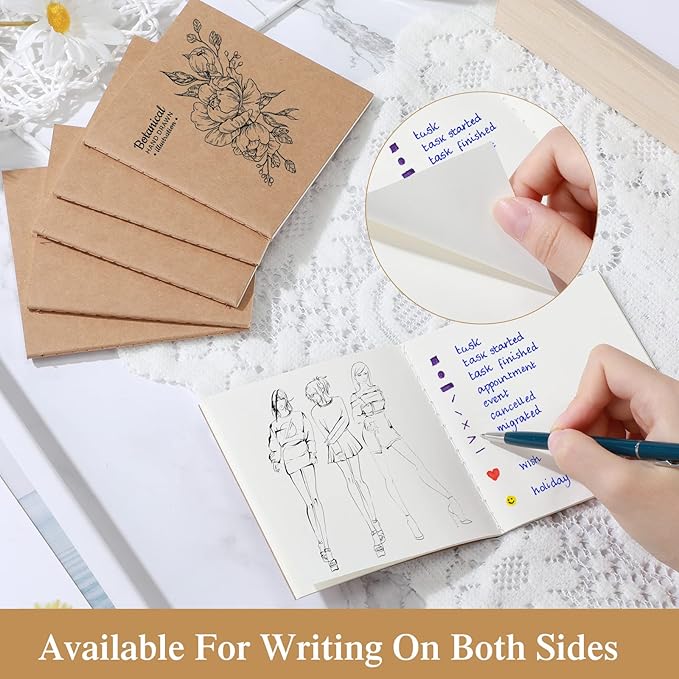 100 Pieces Mini Blank Notebook Bulk Set Small Kraft Paper Unlined Journals Pocket Journal for Kids Drawing Sketchbook Office Supplies 4 x 4 inch Small Sketchbooks with 24 Sheets (Blank Style)-DeskLoop Office