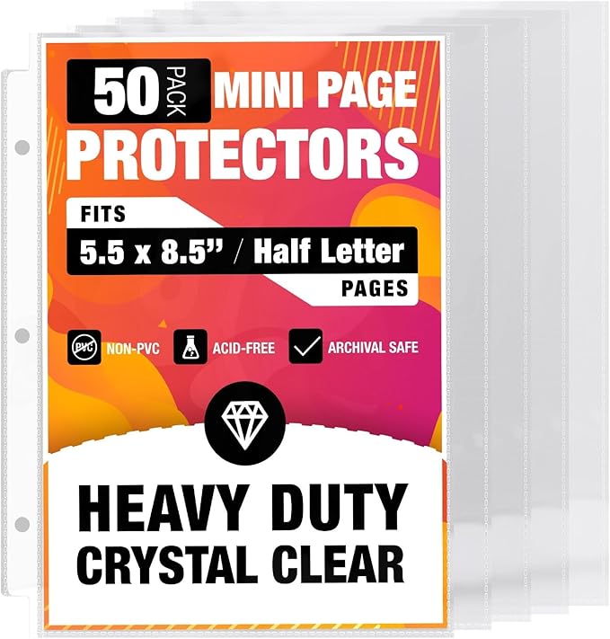 Half Letter 8.5x5.5’’ Pack of 50 Heavy Duty Page Sleeve Protectors by CraftSaints