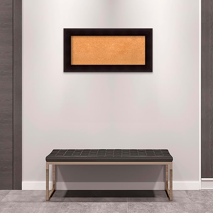 Amanti Art Natural Cork Board for Wall, 18x36 Vision Board with Brown Wood Frame, Medium Corkboard Office Decor for Home Organization, Country Rustic Corkboard Pinboard to Display Items for Home-DeskLoop Office