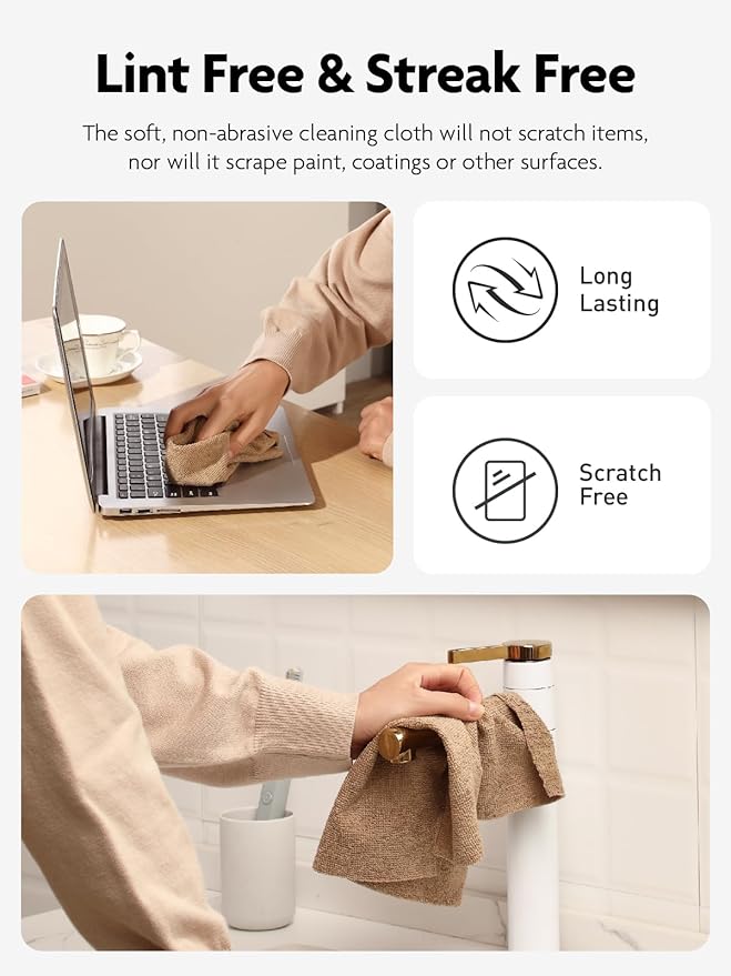 Fantasticlean Microfiber Cleaning Cloth Roll -40 Pack, Tear Away Microfiber Towels, 12" x 12", Reusable, Washable, Scratch Free, Ultra Absorbent Dish Rags for Car, Home, Garage or Shop (TAN)-DeskLoop Office