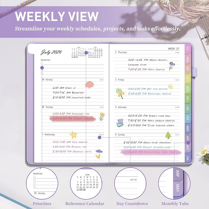Academic Planner 2026-2027, Weekly and Monthly Academic Year Calendar Planner - Image 4
