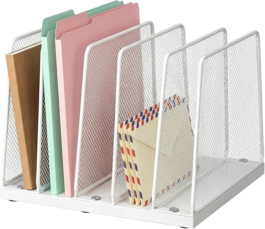 LEKETREE Small Desk File Organizer, 5-Section Upright File Sorter, Vertical by RefinedOfficeEasyManagemen