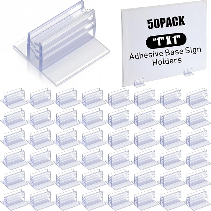 Fulmoon 50 Pcs Sign Holder, Adhesive Base Sign Holders Multiple Uses by Fulmoon