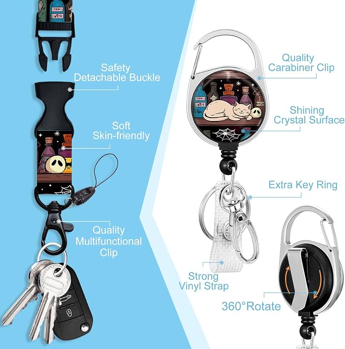 Piefly Lanyards for Id Badges, Magic Cat Badge Holder - Image 4