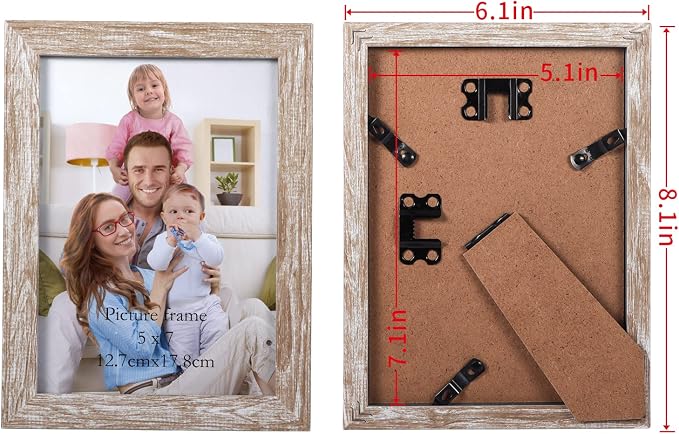 Giftgarden 5x7 Picture Frame Distressed Beige White Set of 12 - Image 4