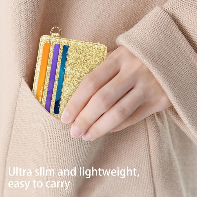 Slim Credit Card Holder Glitter Leather Small Wallet Women Thin Cards Holders - Image 5