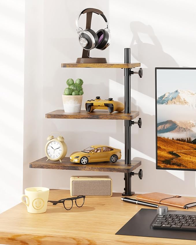ART-GIFTREE 3 Tiers Clamp On Desk Shelf, 360¡ã Angle Adjustable Desktop Shelf by ART-GIFTREE
