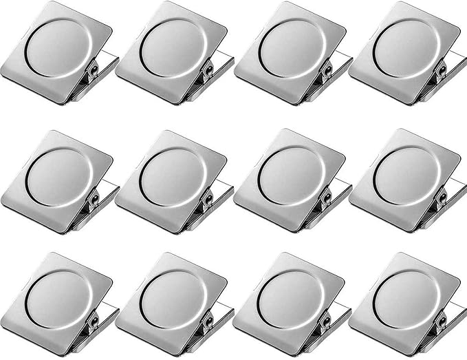 Magnetic Clips 1.5 inch, 12 Pack Heavy Duty Magnet Metal Clips by Thimmamma