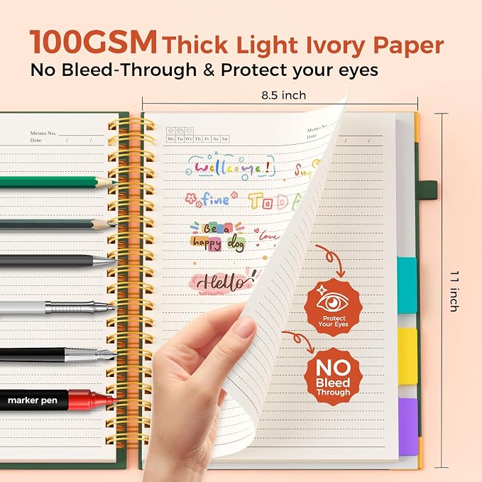 XYark A4 Hardcover Spiral Notebook, 8.5"x11" College Ruled Notebooks - Image 4