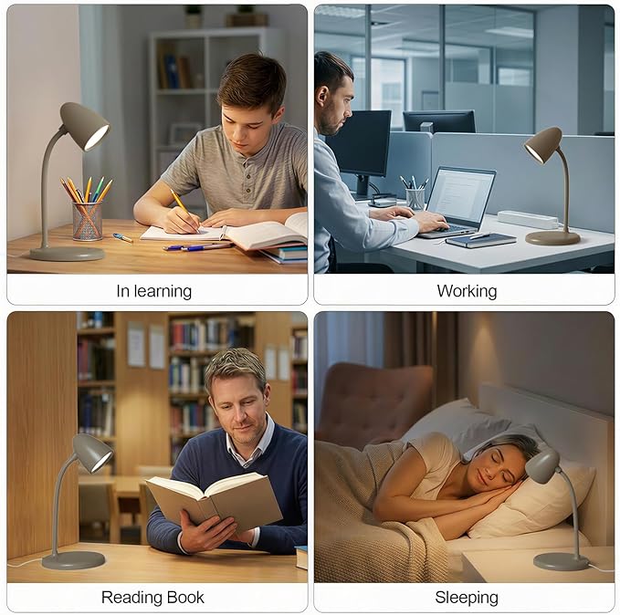 LED Desk Lamp for Home Office, 3 Light Colors, Table Lamp, Dimmable Reading - Image 3