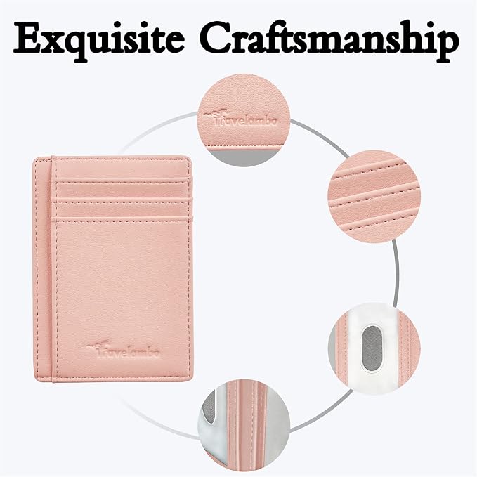 Travelambo Front Pocket Minimalist Leather Slim Wallet RFID Blocking Medium Size - Image 6