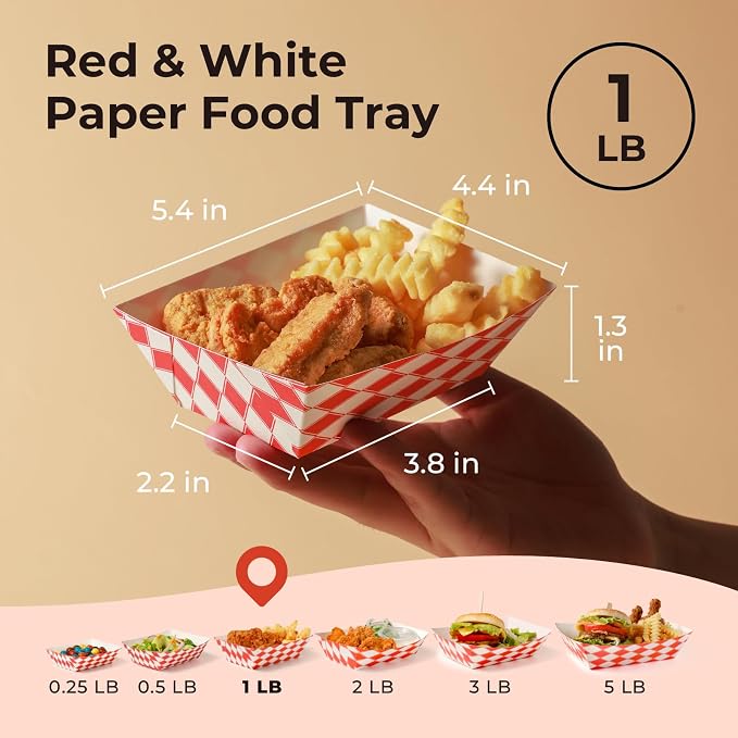 Fit Meal Prep [250 Pack 1 lb Paper Food Boats Heavy Duty Disposable Food Trays - Image 2