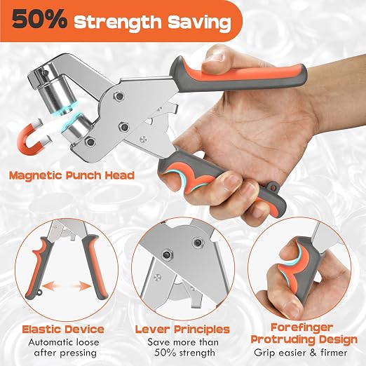 Grommet Kit NEU MASTER, Grommet Tool Kit 3/8 Inch Grommets Eyelet Plier Set - Image 3
