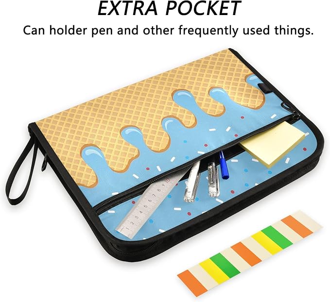 Expanding File Folder Blue Ice Cream Drip Accordion File Organizer 13 Pockets - Image 6