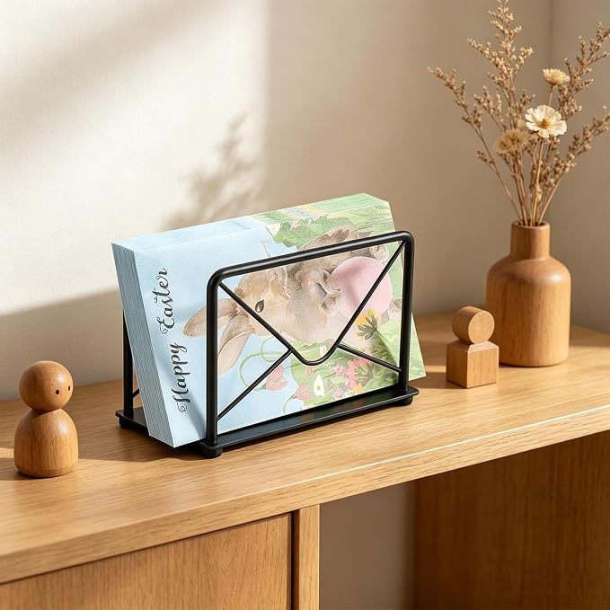 Modern Mail Holder for Home Office, Metal Letter Organizer Sorter for Desk - Image 2