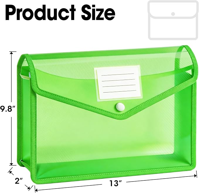 AZEN 12 Pack Plastic Expanding File Folder, Plastic Envelopes - Image 2