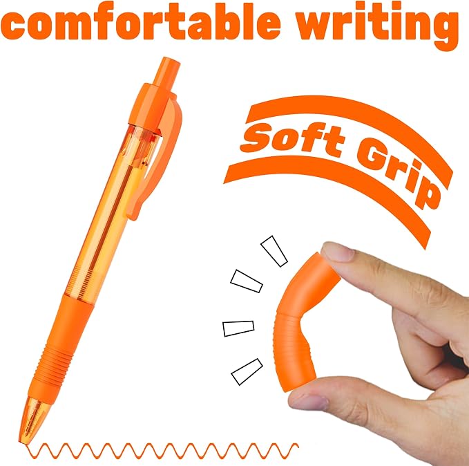 deegtran Pens Bulk, 30 Pack No Bleed Orange Ink Click Pens - Image 4