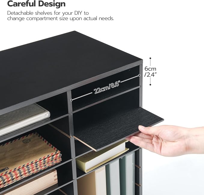 HOOBRO Literature Organizer, 27 Compartments Wooden Mail Organizer, Countertop - Image 5