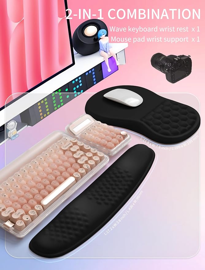 Hokafenle 2in1 Combination, Wave Keyboard Wrist Rest and Ergonomic Curvature - Image 5