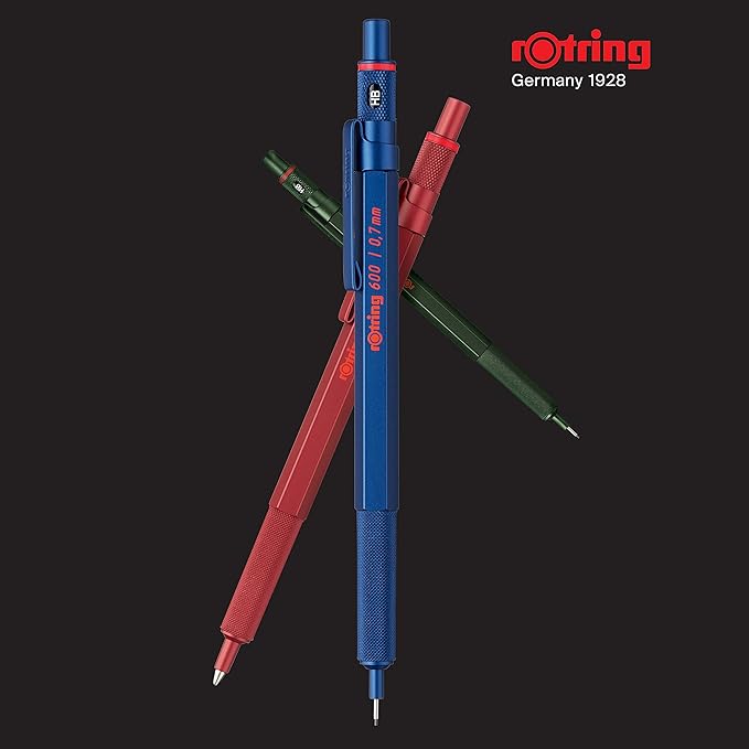 rOtring 600 Mechanical Pencil | HB 0.7 mm | Red All-Metal Body | Hexagonal - Image 2
