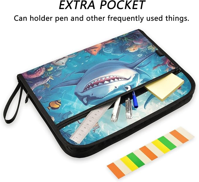 Cartoon Shark in Ocean Accordion File Organizer Expanding Document Folder - Image 2