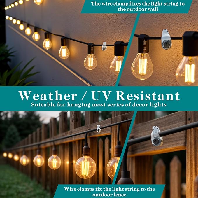 Hooks for Outdoor String Lights Clips, Christmas Light Clips Weatherproof - Image 4