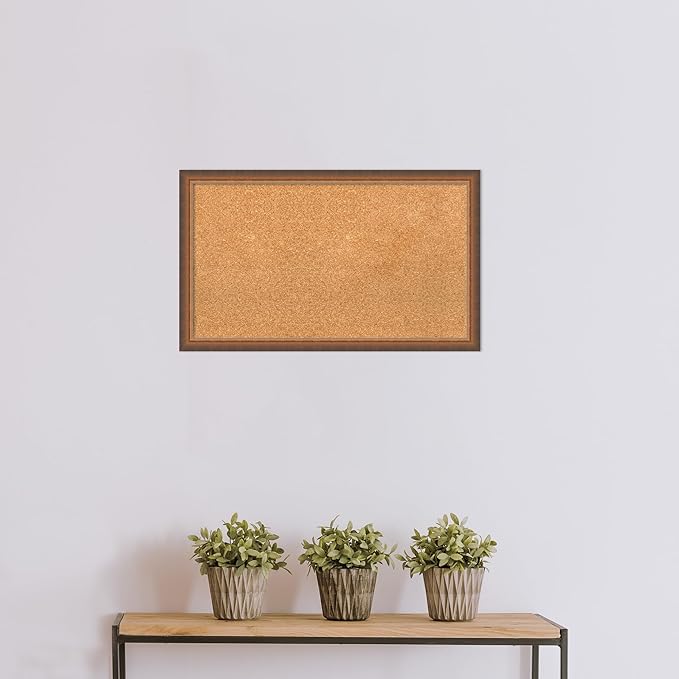 Amanti Art Natural Cork Board for Wall, 18x30 Vision Board with Bronze Frame, Medium Corkboard Office Decor for Home Organization, Modern Corkboard Pinboard to Display Items for Home Organization in-DeskLoop Office