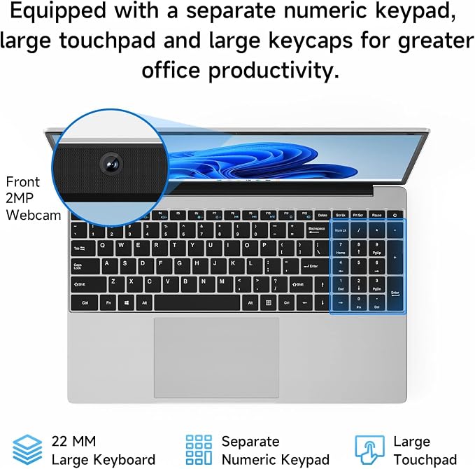 15.6 Inch Laptop with Office 365, 4GB RAM, 128GB Storage Expandable 1TB - Image 7