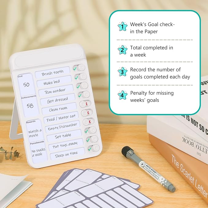 2Pcs Chore Chart for Kids to Do List Checklist Board Detachable Message Slider - Image 6
