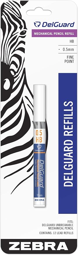 Zebra Pen DelGuard Lead Refills 0.5mm HB, Break-Resistant Graphite by ZebraPen