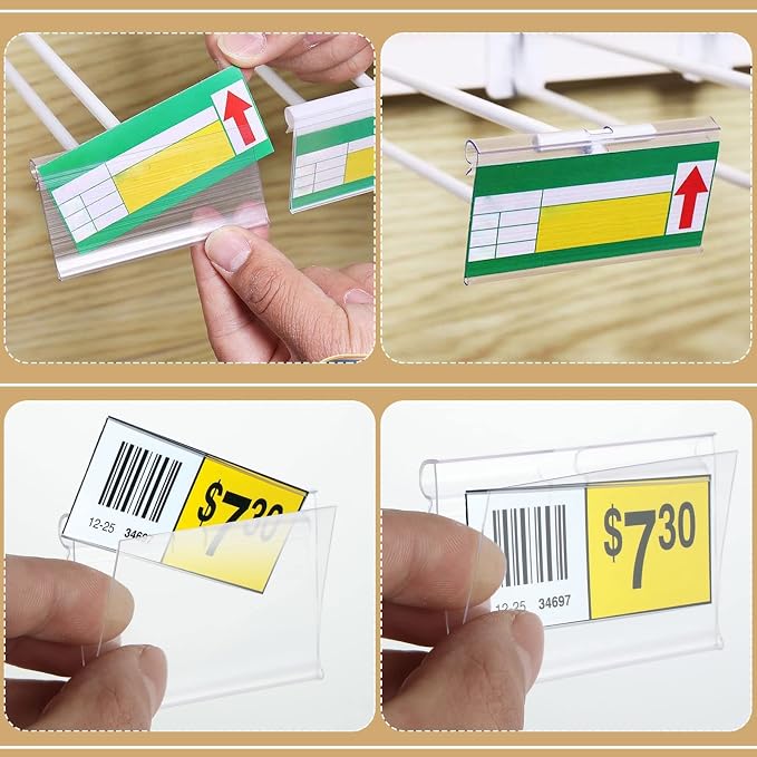 LOEQIAN 200 Pack Clear Plastic Label Holders, Clip On Label Holders, - Image 3