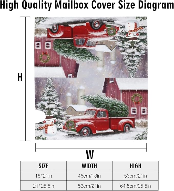 Winter Red Truck Christmas Tree Mailbox Cover, Cute Snowman Magnetic Mailbox - Image 6