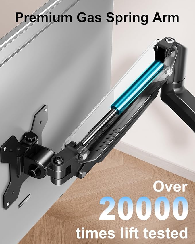 Dual Monitor Stand Holds 4.4-22 lbs Each, Dual Monitor Mount Height up to 26.6 inch, Gas Spring Monitors Arm for Max 32 inch Computer, VESA Mount with C-clamp & Grommet Mounting, Freelift Black-DeskLoop Office