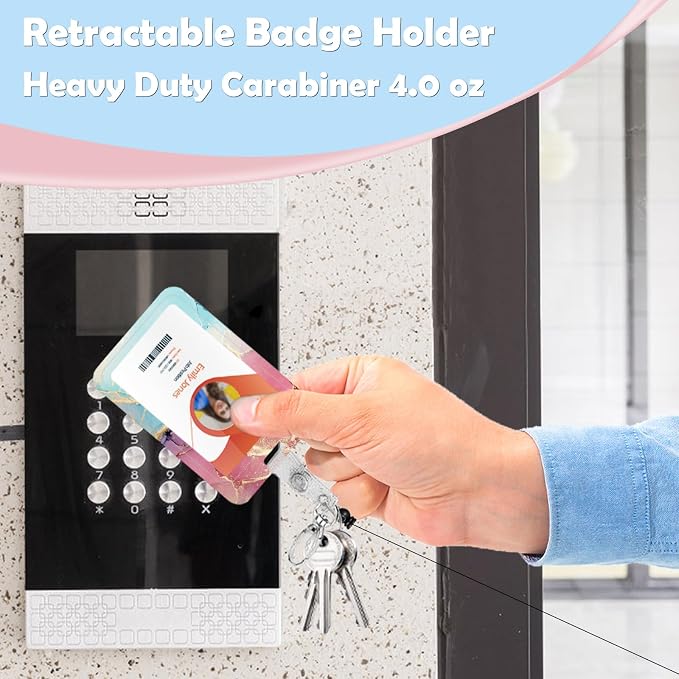ID Badge Holder with Lanyard, Retractable ID Badge Card Holders Detachable Neck - Image 3