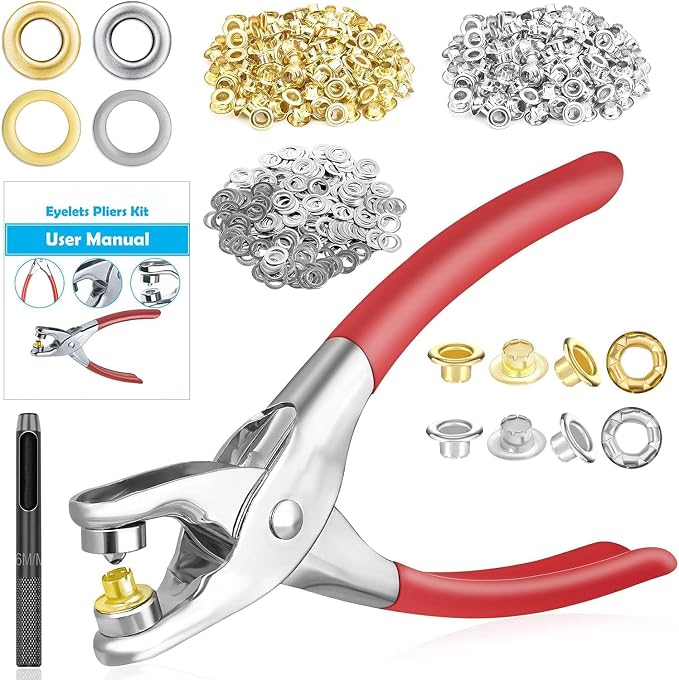 803Pcs Grommet Eyelet Pliers Kit, 1/4 Inch Grommet Tool Kit by PAXCOO