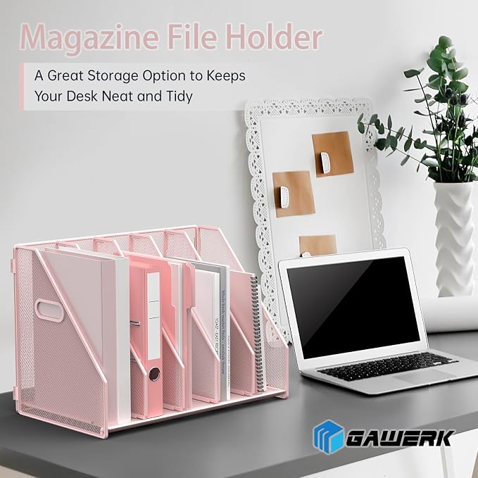 MINDEPOT Desk File Organizer Metal Desk Magazine Folder Holder - Image 2