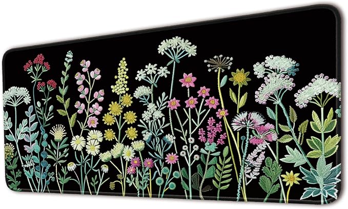 Keyboard Mat, Large Mouse Pad, Watercolor Flower by Flodirise