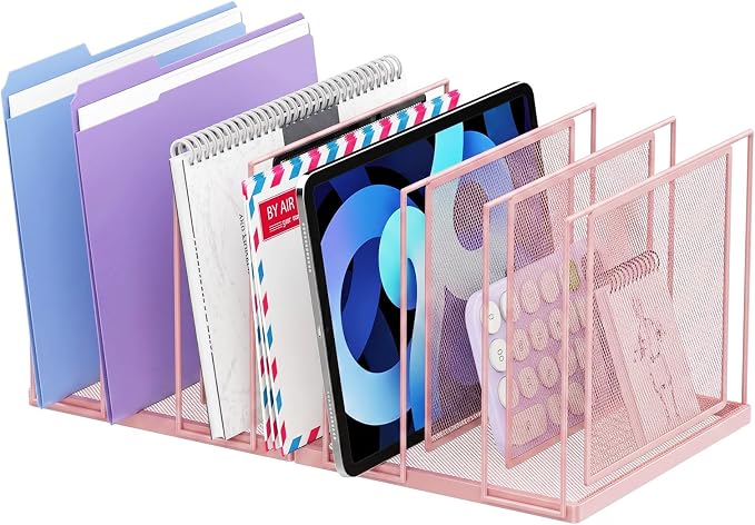 File Organizer for Desk, 7-Section Vertical File Sorter, Paper Holder Organizer by JMHUD
