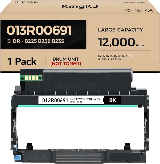 KingKJ 013R00691 B230 B225 B235 Drum Unit (Not Toner) Black 1-Pack High-Yield Replacement Compatible with Xerox B225 B235 B230 B225DNI B235DNI B230DNI Printer Imaging Drum Laser All-in-One Copier Copy-DeskLoop Office