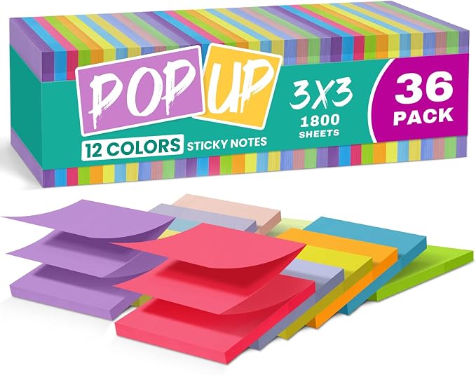 Pop Up Sticky Notes, 3x3 Inches Refills by Taja