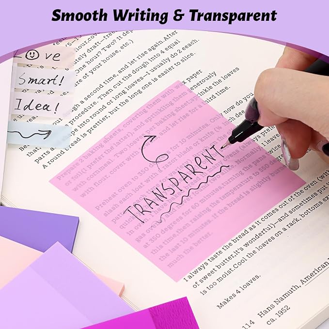 ‎SYMDROMIA Transparent Sticky Notes, 800 Sheets Lavender Purple - Image 7