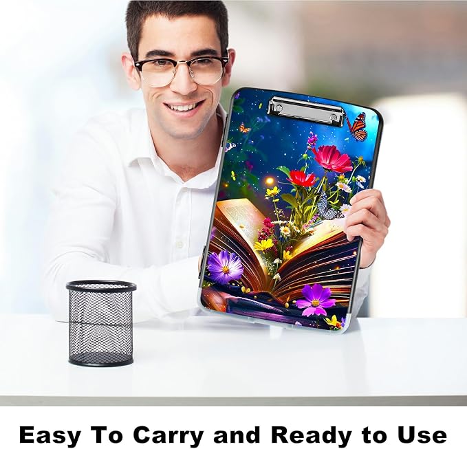 Book Flower A4 Clipboard with Storage Pen Holder, Clipboards Organizer Nursing - Image 6