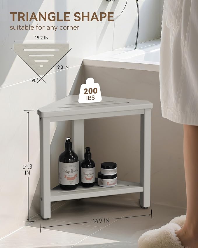 Shower Foot Rest 15in, HDPE Waterproof Shower Stool - Image 2