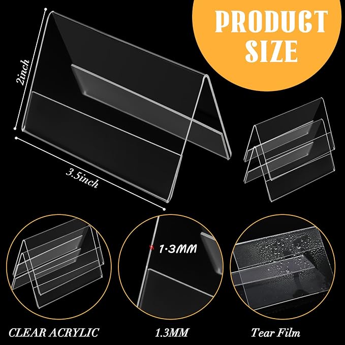 Fulmoon 30 Pcs Mini Acrylic Sign Holder, 2 x 3.5 Inches Small Clear Sign - Image 3