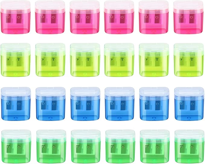 24 Pieces Pencil Sharpeners Manual Dual Holes Pencil Sharpener - Image 8