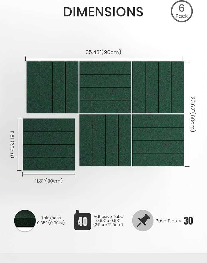 Bumusty Large Cork Board Alternative-36 x 24" Felt Bulletin Board Tiles - Image 2
