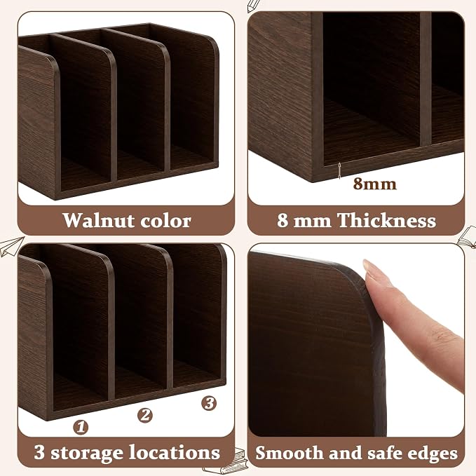 Novabright Walnut Color Pine Wood File Magazine Holder Desk Organizer, 3 - Image 3